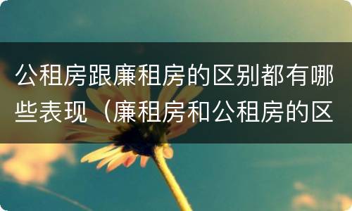 公租房跟廉租房的区别都有哪些表现（廉租房和公租房的区别到底是什么）