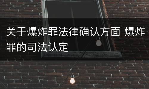 关于爆炸罪法律确认方面 爆炸罪的司法认定