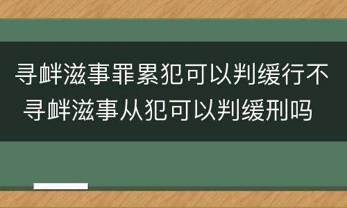 寻衅滋事罪累犯可以判缓行不 寻衅滋事从犯可以判缓刑吗