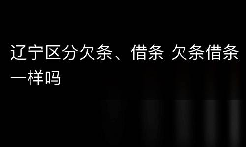 辽宁区分欠条、借条 欠条借条一样吗