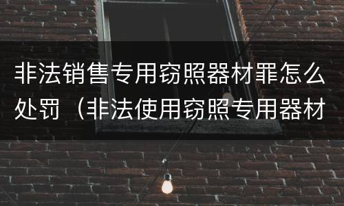 非法销售专用窃照器材罪怎么处罚（非法使用窃照专用器材）