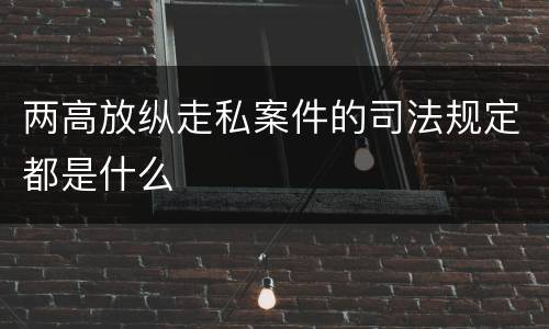 两高放纵走私案件的司法规定都是什么