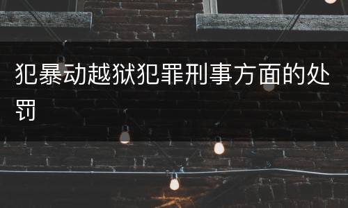犯暴动越狱犯罪刑事方面的处罚