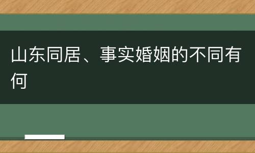 山东同居、事实婚姻的不同有何