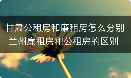 甘肃公租房和廉租房怎么分别 兰州廉租房和公租房的区别