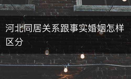 河北同居关系跟事实婚姻怎样区分
