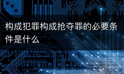 构成犯罪构成抢夺罪的必要条件是什么
