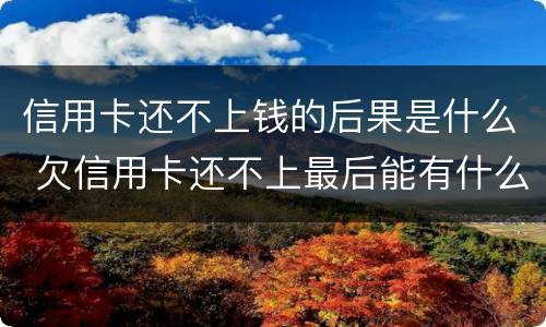 信用卡还不上钱的后果是什么 欠信用卡还不上最后能有什么结果