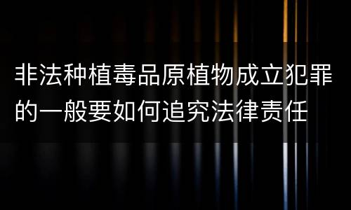 非法种植毒品原植物成立犯罪的一般要如何追究法律责任