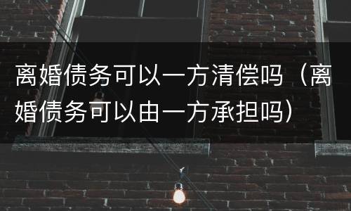离婚债务可以一方清偿吗（离婚债务可以由一方承担吗）