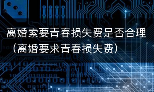 离婚索要青春损失费是否合理（离婚要求青春损失费）