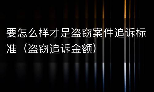 要怎么样才是盗窃案件追诉标准（盗窃追诉金额）