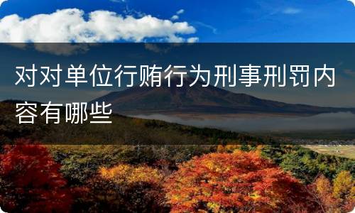 对对单位行贿行为刑事刑罚内容有哪些