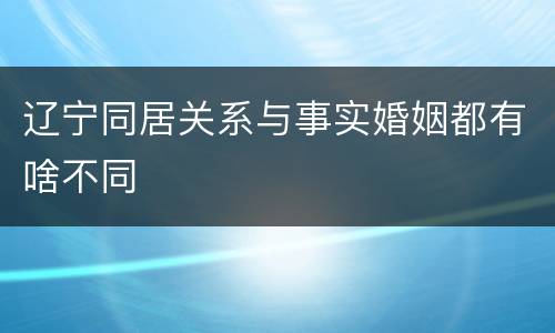 辽宁同居关系与事实婚姻都有啥不同