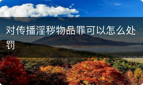 对传播淫秽物品罪可以怎么处罚