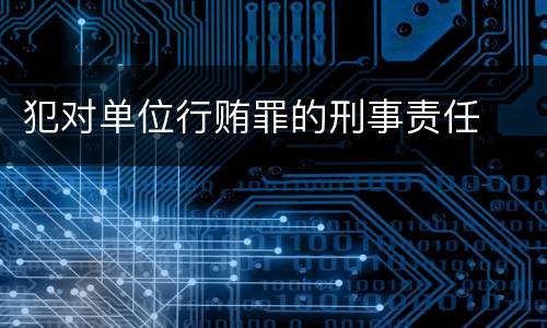 犯对单位行贿罪的刑事责任