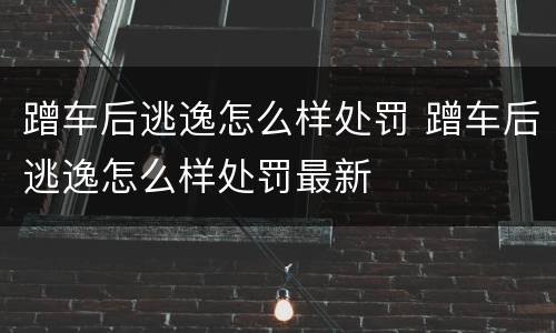 蹭车后逃逸怎么样处罚 蹭车后逃逸怎么样处罚最新