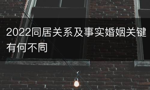2022同居关系及事实婚姻关键有何不同
