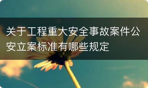 关于工程重大安全事故案件公安立案标准有哪些规定