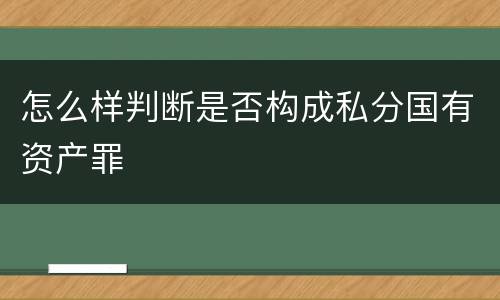 怎么样判断是否构成私分国有资产罪