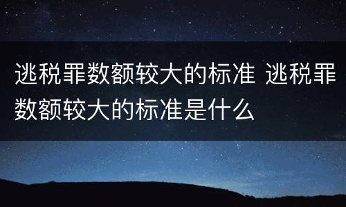 逃税罪数额较大的标准 逃税罪数额较大的标准是什么