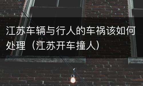江苏车辆与行人的车祸该如何处理（江苏开车撞人）