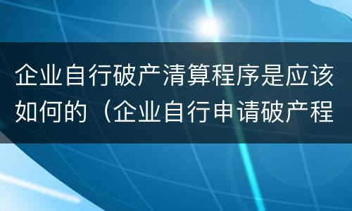 企业自行破产清算程序是应该如何的（企业自行申请破产程序）