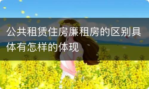 公共租赁住房廉租房的区别具体有怎样的体现