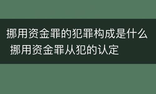 挪用资金罪的犯罪构成是什么 挪用资金罪从犯的认定