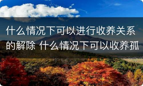 什么情况下可以进行收养关系的解除 什么情况下可以收养孤儿