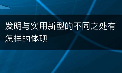 发明与实用新型的不同之处有怎样的体现