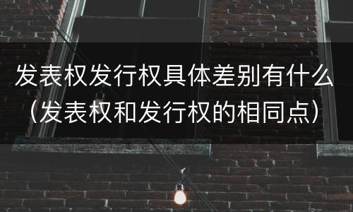 发表权发行权具体差别有什么（发表权和发行权的相同点）