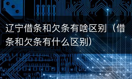 辽宁借条和欠条有啥区别（借条和欠条有什么区别）