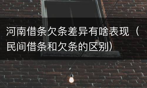 河南借条欠条差异有啥表现（民间借条和欠条的区别）