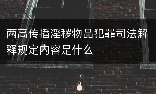 两高传播淫秽物品犯罪司法解释规定内容是什么