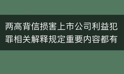 两高背信损害上市公司利益犯罪相关解释规定重要内容都有哪些