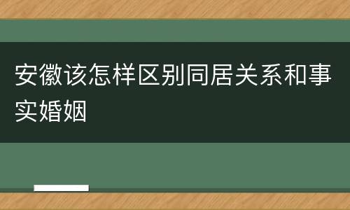 安徽该怎样区别同居关系和事实婚姻