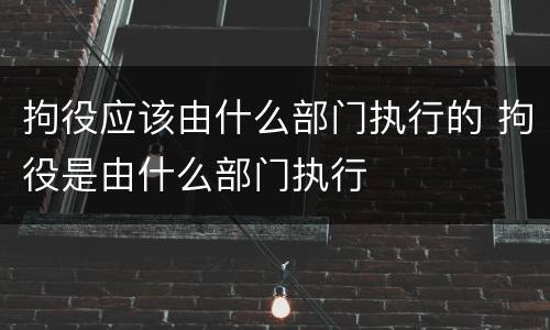 拘役应该由什么部门执行的 拘役是由什么部门执行