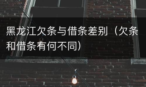 黑龙江欠条与借条差别（欠条和借条有何不同）