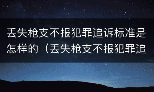 丢失枪支不报犯罪追诉标准是怎样的（丢失枪支不报犯罪追诉标准是怎样的呢）