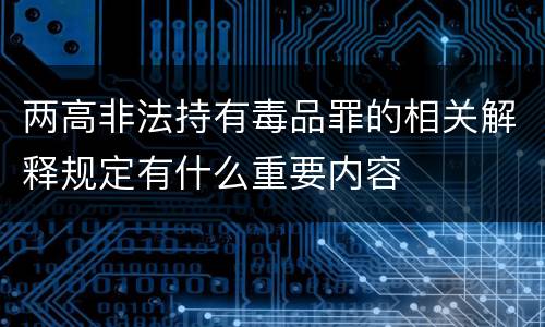 两高非法持有毒品罪的相关解释规定有什么重要内容