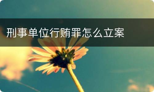 刑事单位行贿罪怎么立案