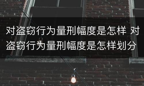 对盗窃行为量刑幅度是怎样 对盗窃行为量刑幅度是怎样划分的