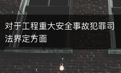 对于工程重大安全事故犯罪司法界定方面
