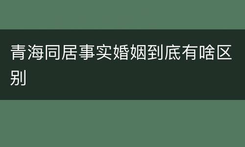 青海同居事实婚姻到底有啥区别