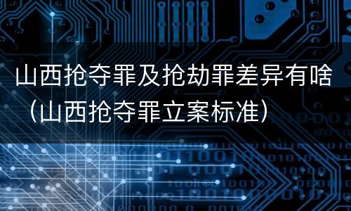 山西抢夺罪及抢劫罪差异有啥（山西抢夺罪立案标准）