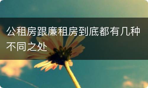 公租房跟廉租房到底都有几种不同之处