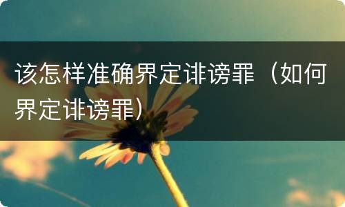 该怎样准确界定诽谤罪（如何界定诽谤罪）