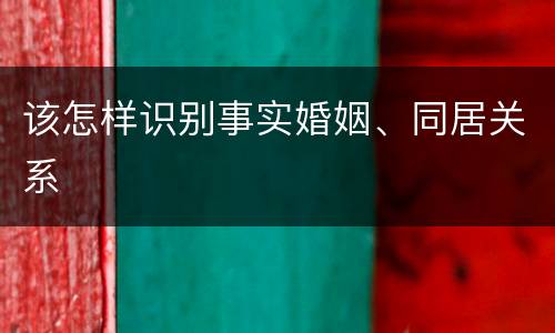 该怎样识别事实婚姻、同居关系