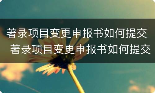 著录项目变更申报书如何提交 著录项目变更申报书如何提交